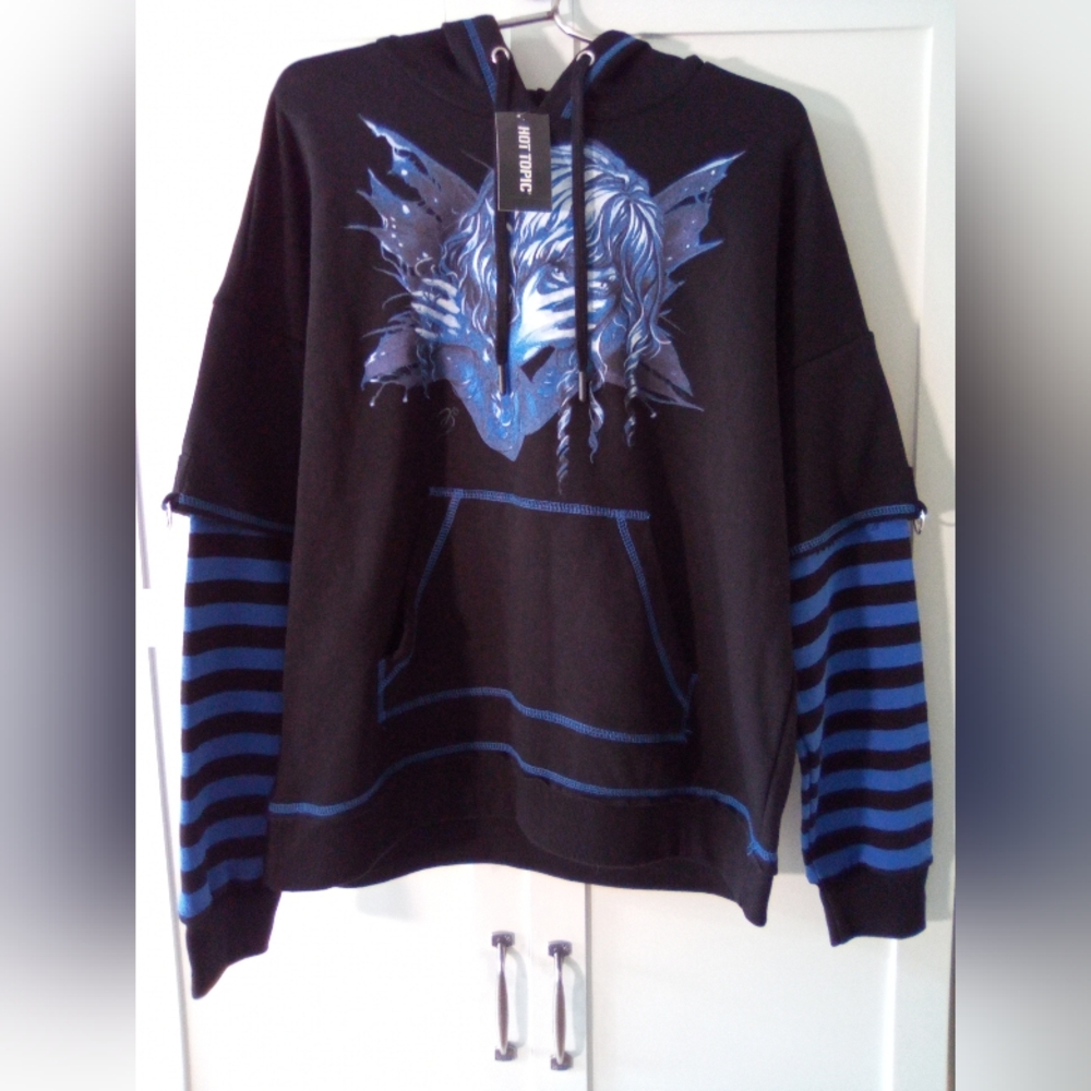 Fairies by Trick Night Fairy Twofer Pullover Hoodie 2021 Size S Blue & Black NWT